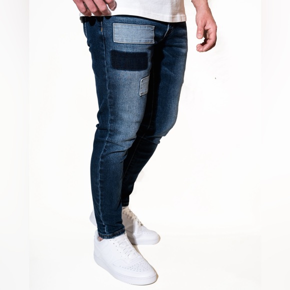 Stylish men’s skinny fit jean. Blue 3 patch. 61 different sizes! - Picture 6 of 6